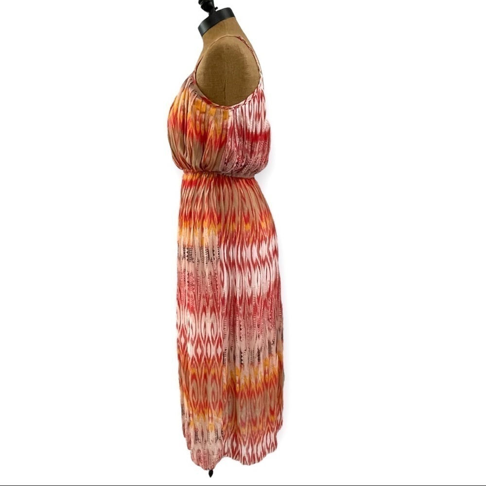 American Rag tribal spaghetti strap boho maxi dress sheer w/ slip elastic waist - Picture 7 of 10